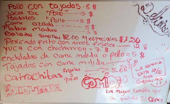 Carta de Taqueria Delia's