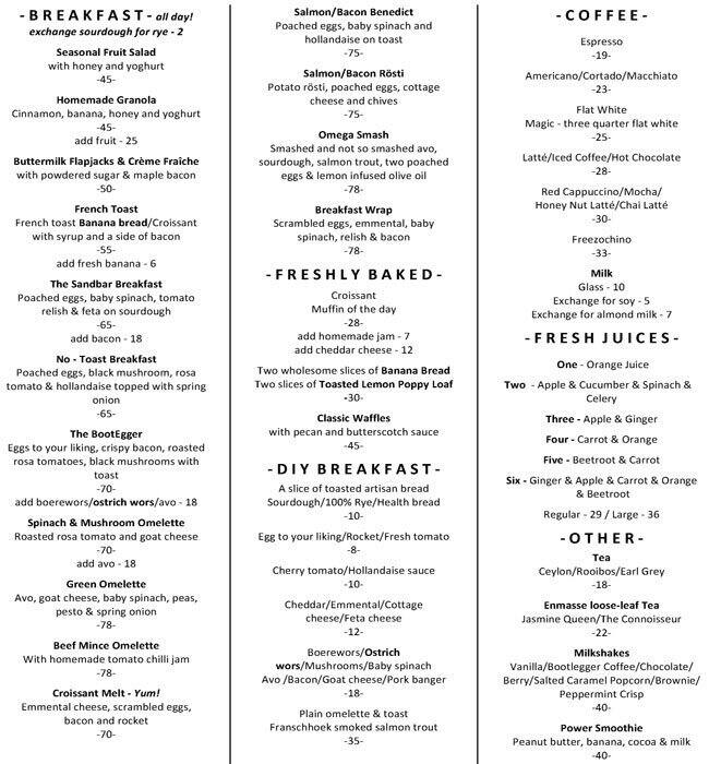 Bootlegger Coffee Company Menu Zomato SA