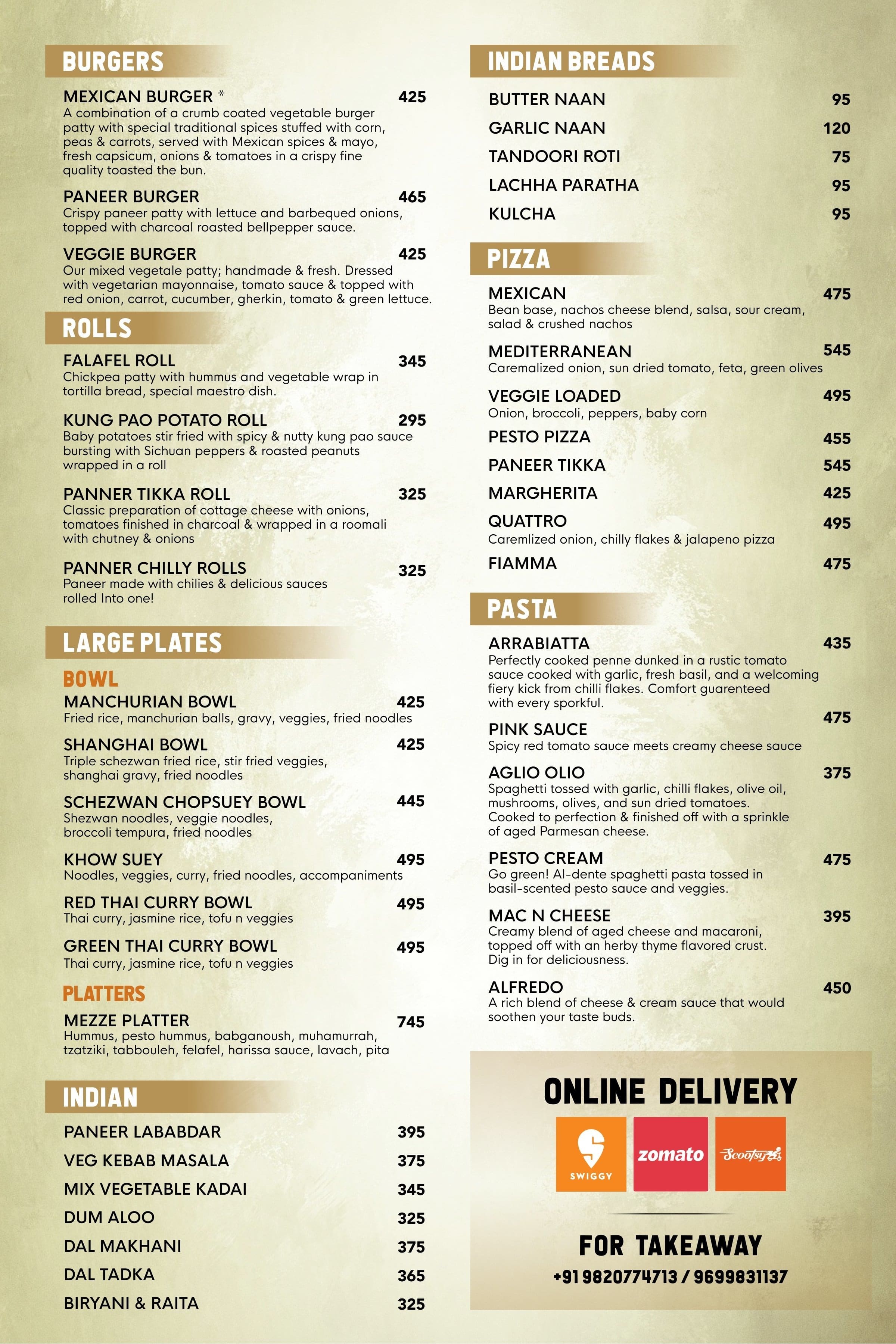 Menu at The Bombay Cartel, Mumbai, Breach candy