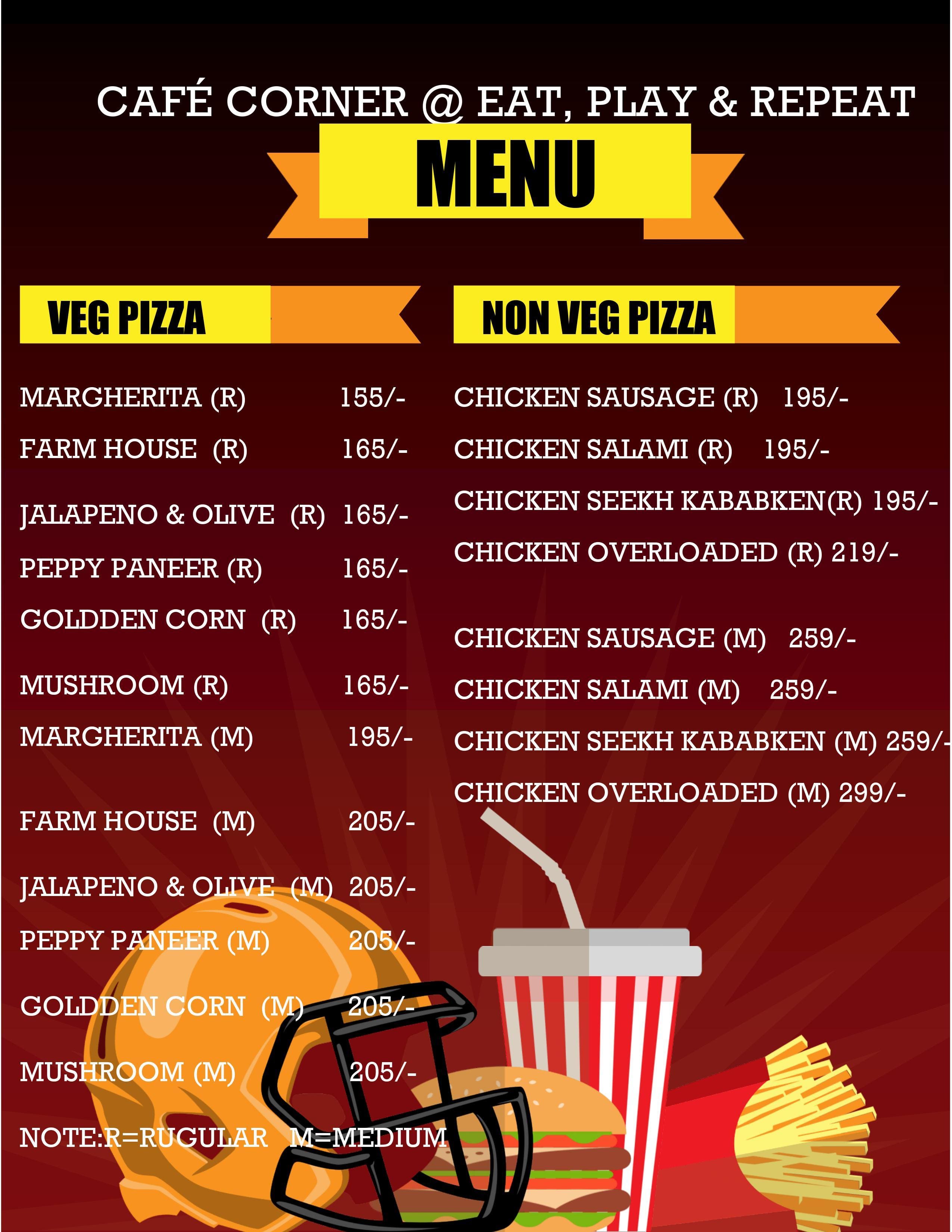 Menu of Cafe Corner, Balewadi, Pune