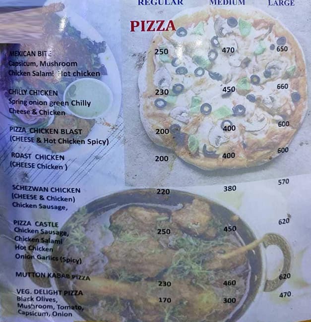 Menu of Pizza Castle, Lal Bazaar, Srinagar