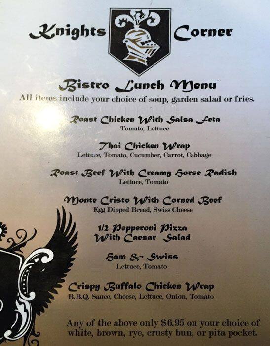 Menu at Knights Corner Bar & Lounge, Pickering