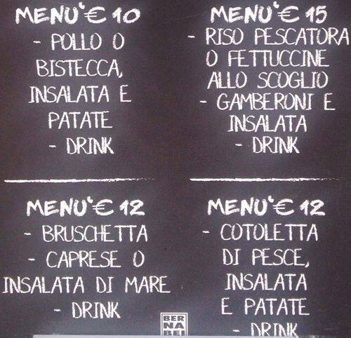 Menu di Serafini alla Pace 