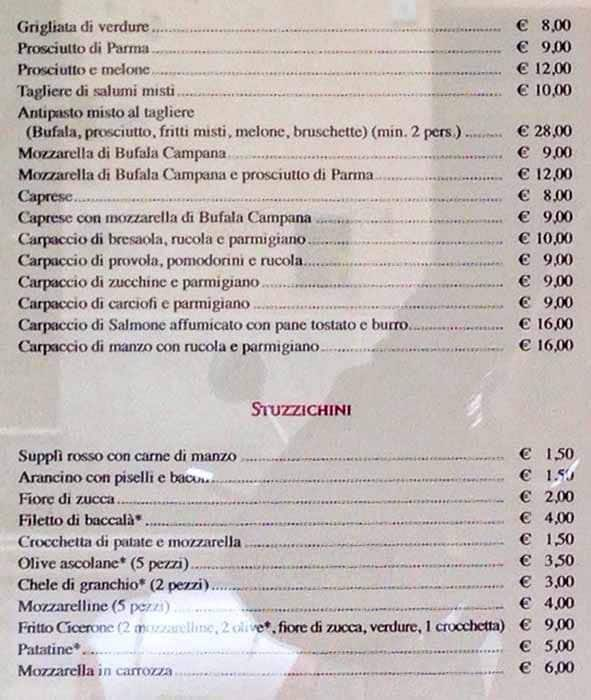 Menu di L'osteria Di Cicerone 