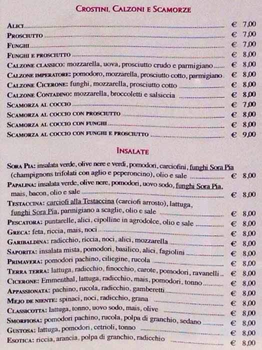 Menu di L'osteria Di Cicerone 