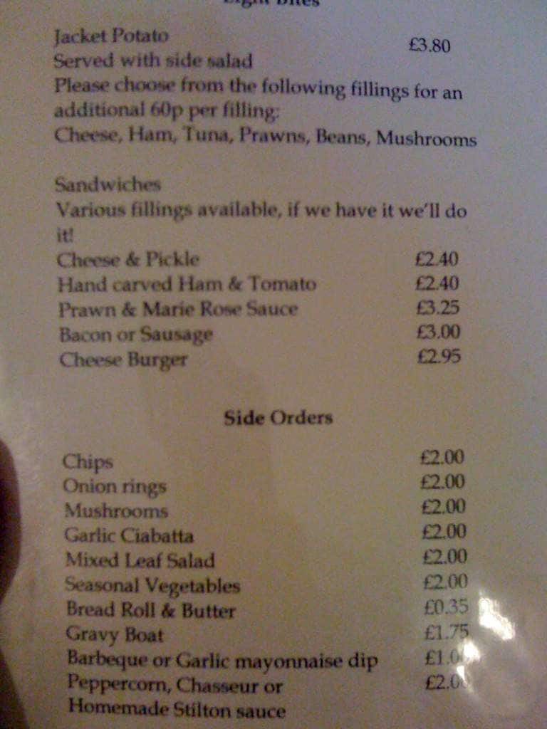Menu at Dog & Partridge pub & bar, Wolverhampton, Straight Mile