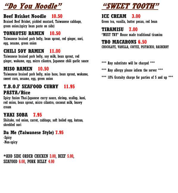 Tea Bar & Organics Fusion Menu Urbanspoon/Zomato