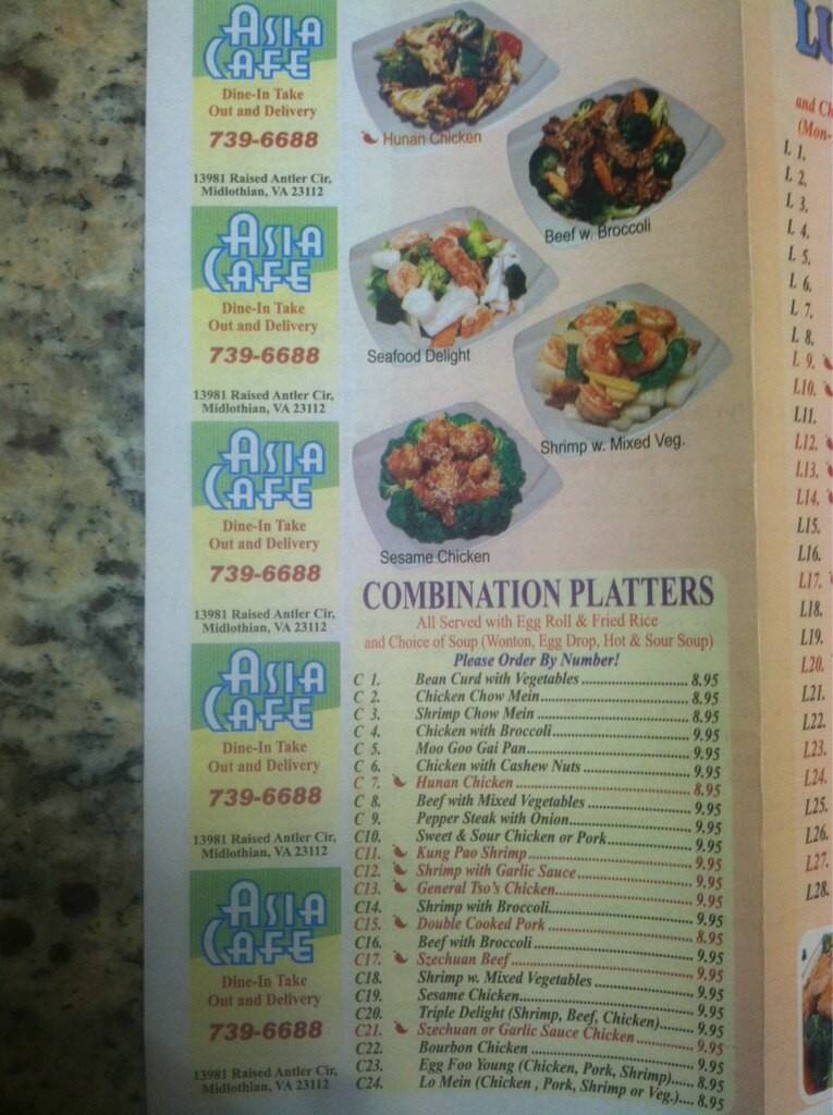 Menu At Asia Cafe Woodlake Hull Street Rd Menu At Asia Cafe Woodlake Hull Street Rd