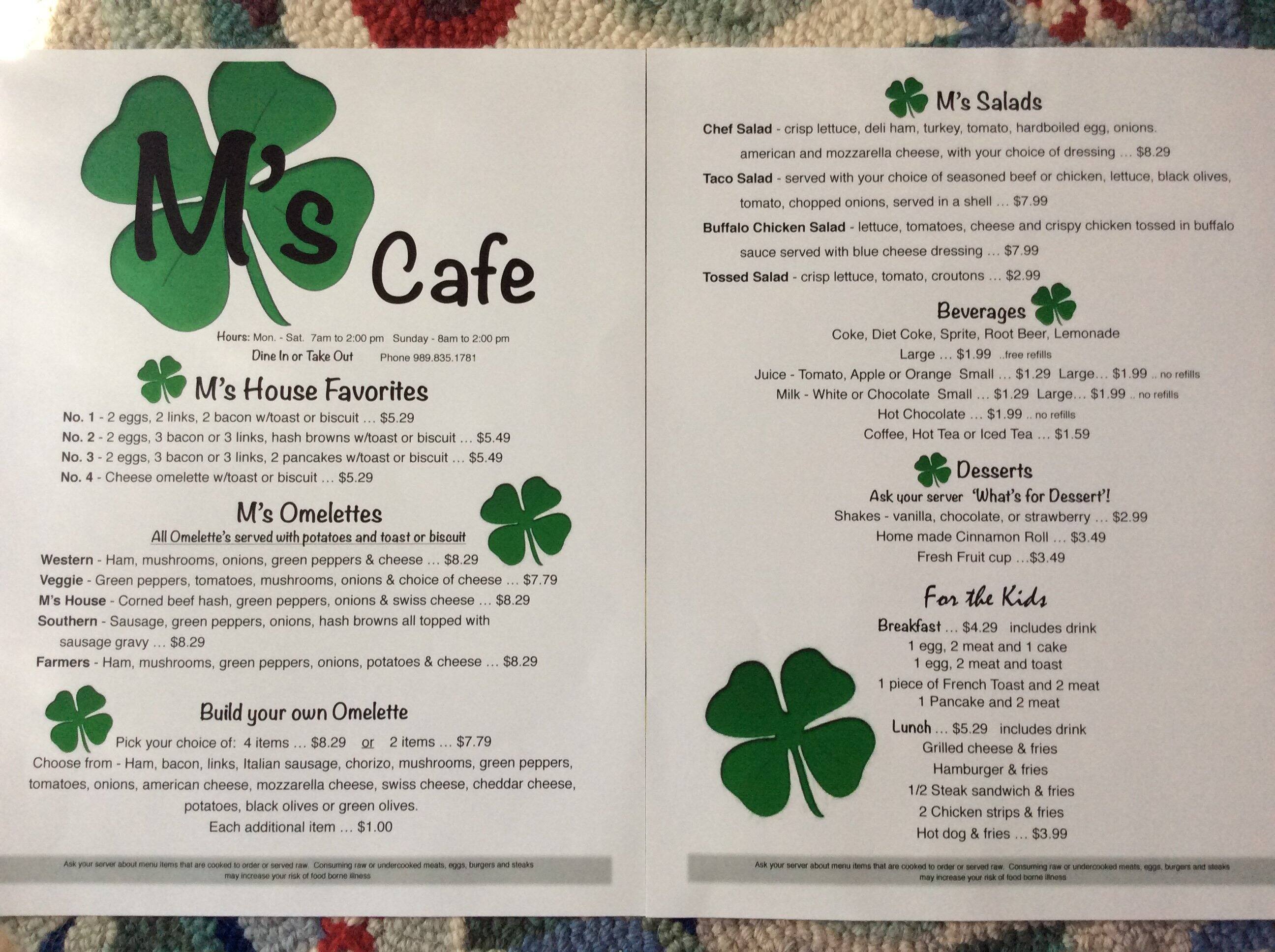 Menu At Ms Cafe Midland