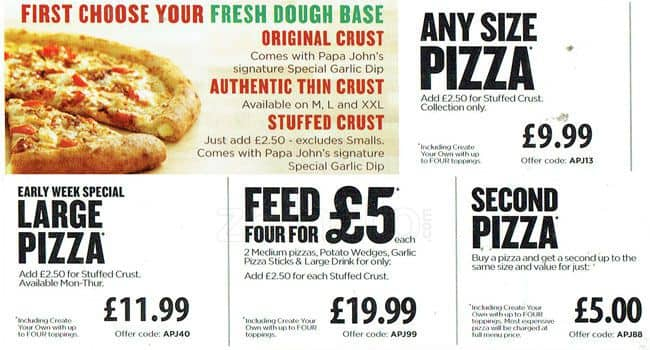 Papa John's a London: Foto del Menu con Prezzi - Zomato UK