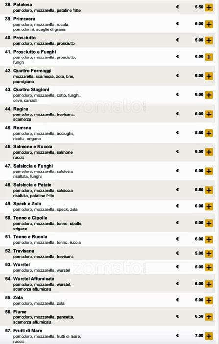 Menu di Al Solito Posto 