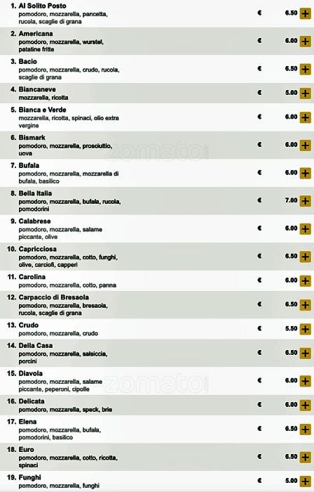 Menu di Al Solito Posto 