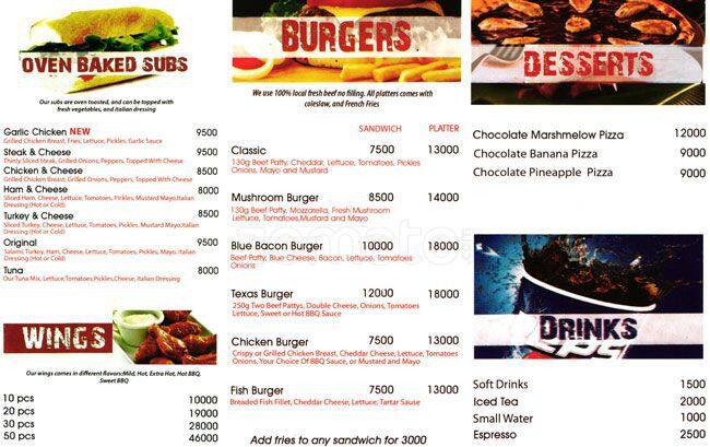 Checkers Pizza menu