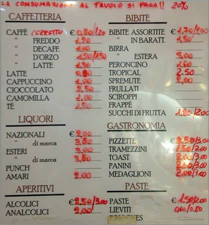 Menu di Excalibur Bar 