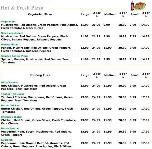 Ocean Park Pizza Menu, Menu for Ocean Park Pizza, Whalley, Surrey
