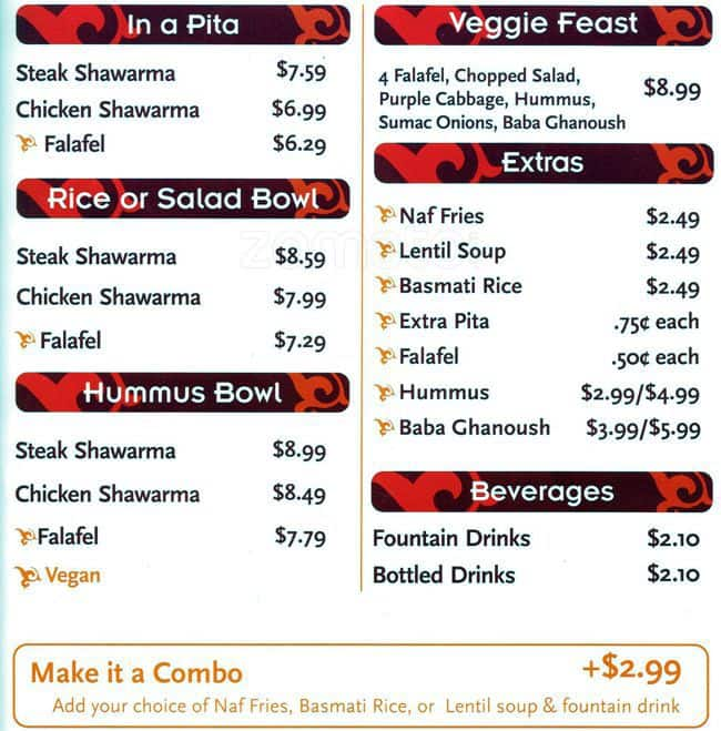 Naf Naf Grill Menu, Menu for Naf Naf Grill, Naperville, Chicago ...