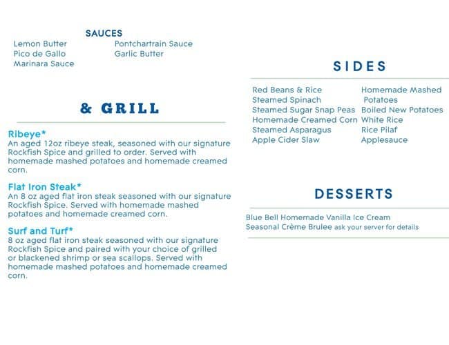 Menu at Rockfish Seafood Grill restaurant, Houston, Westheimer Rd 370