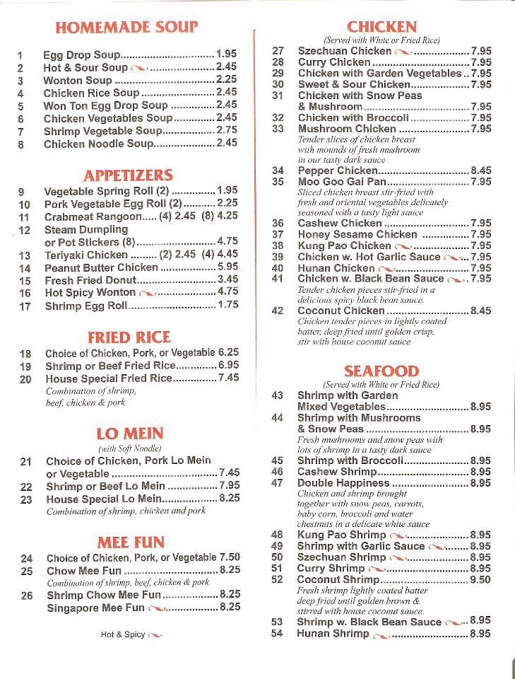 Chang S Garden Menu Menu For Chang S Garden Menominee Menominee