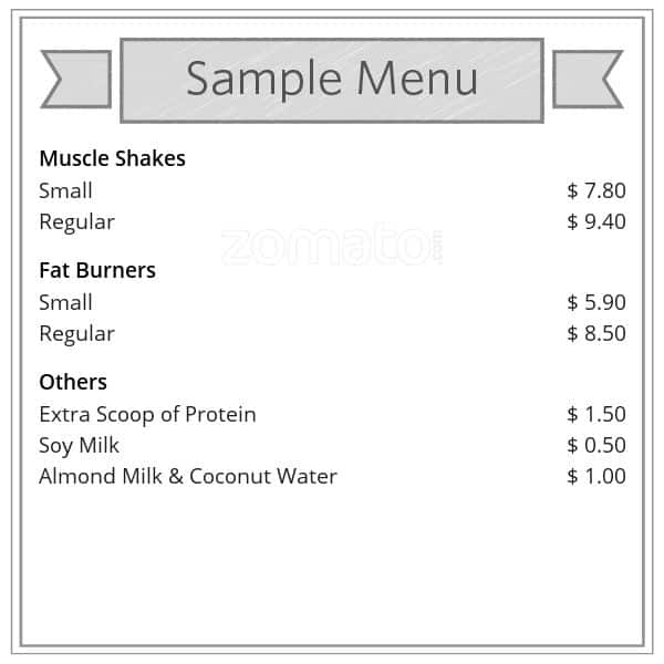 Protein Shake Menu, Menu for Protein Shake, Coolangatta, Gold Coast
