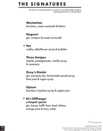 The Piano Man Jazz Club menu