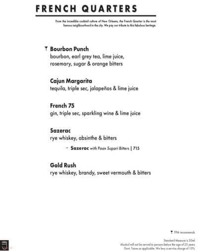 The Piano Man Jazz Club menu