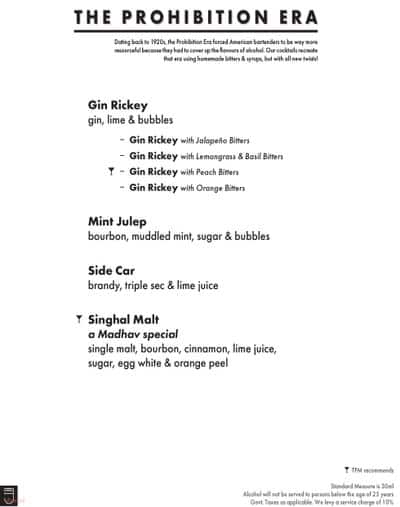 The Piano Man Jazz Club menu