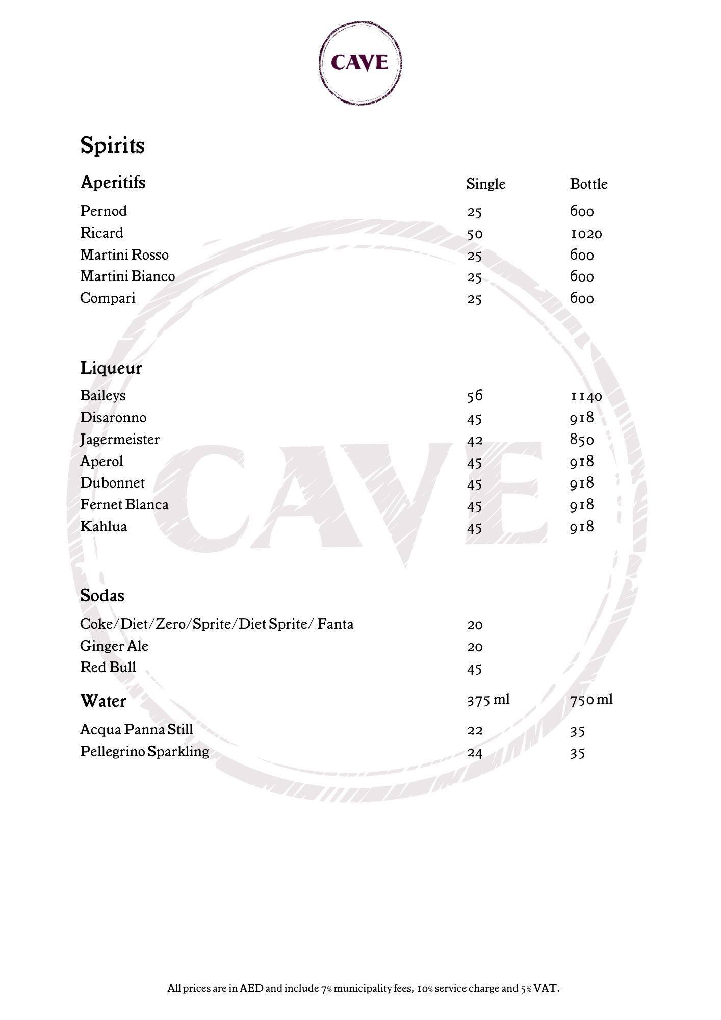 Menu at Suga Dubai pub & bar, Dubai