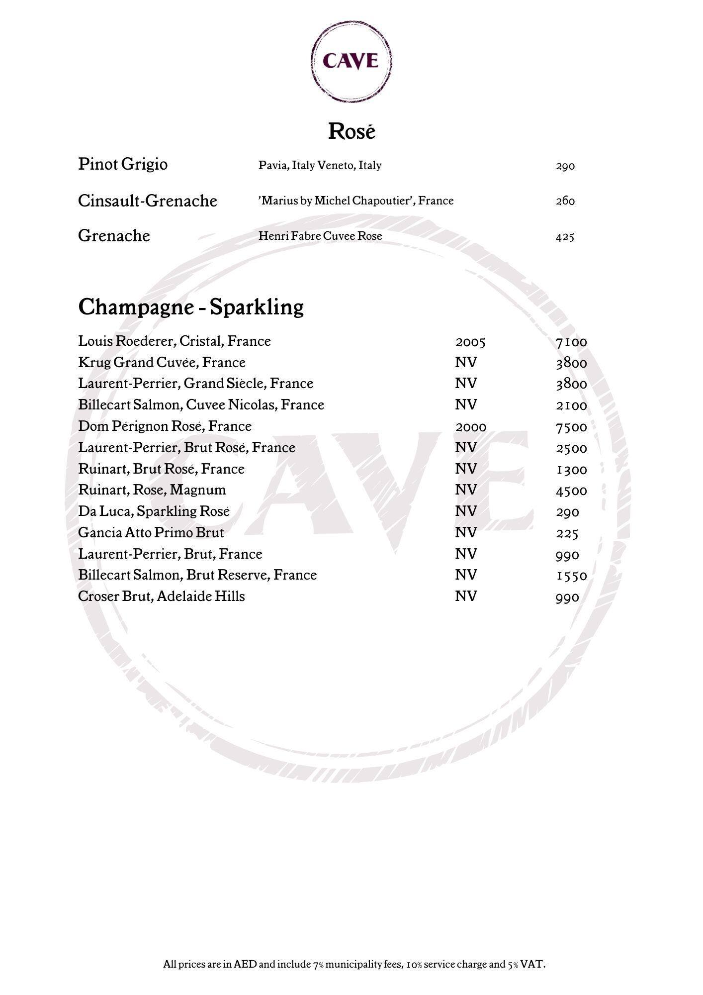 Menu at Suga Dubai pub & bar, Dubai