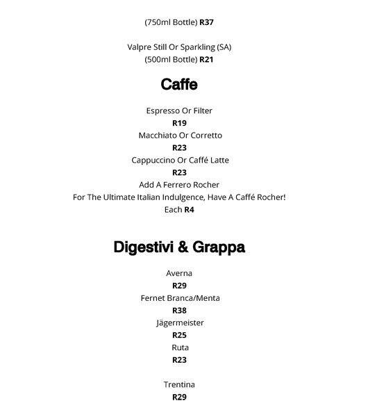 Menu de Luca's Ristorante Italiano