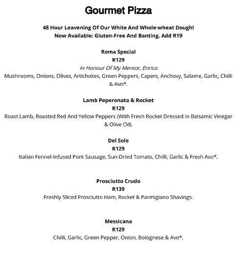 Menu de Luca's Ristorante Italiano