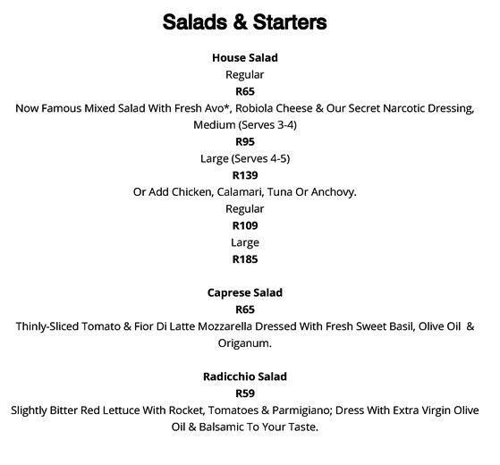 Menu de Luca's Ristorante Italiano