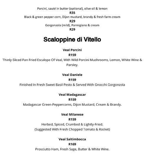 Menu de Luca's Ristorante Italiano