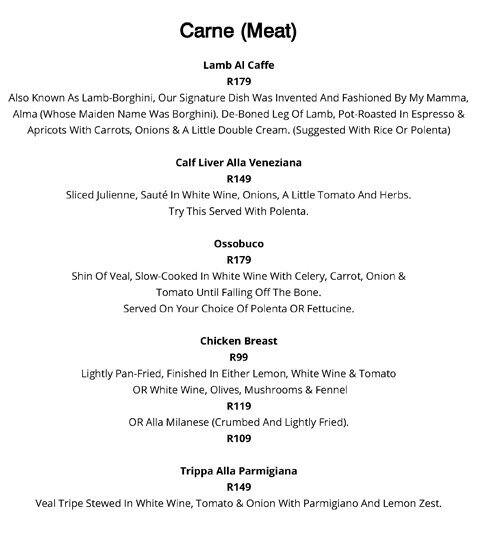 Menu de Luca's Ristorante Italiano