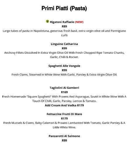 Menu de Luca's Ristorante Italiano