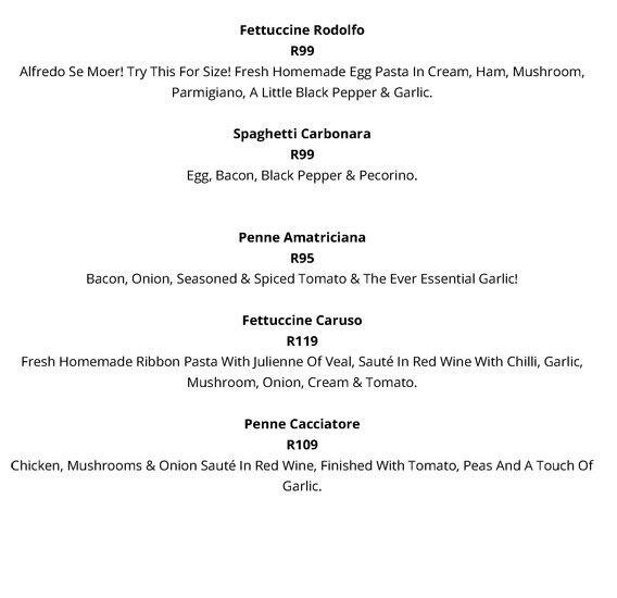 Menu de Luca's Ristorante Italiano