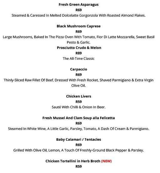 Menu de Luca's Ristorante Italiano