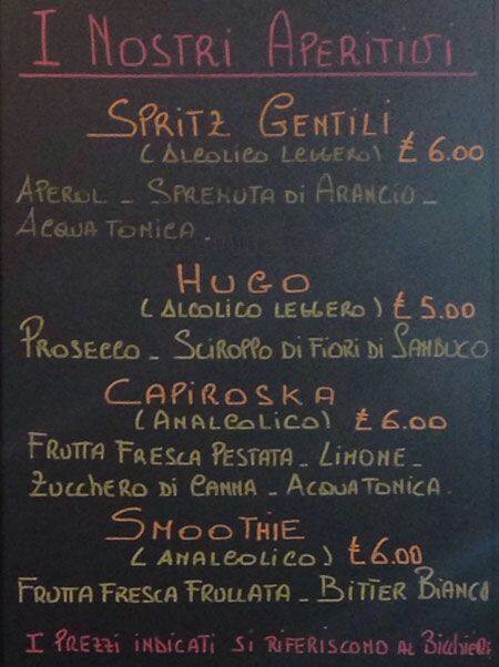 Menu di Gentili Caffè 