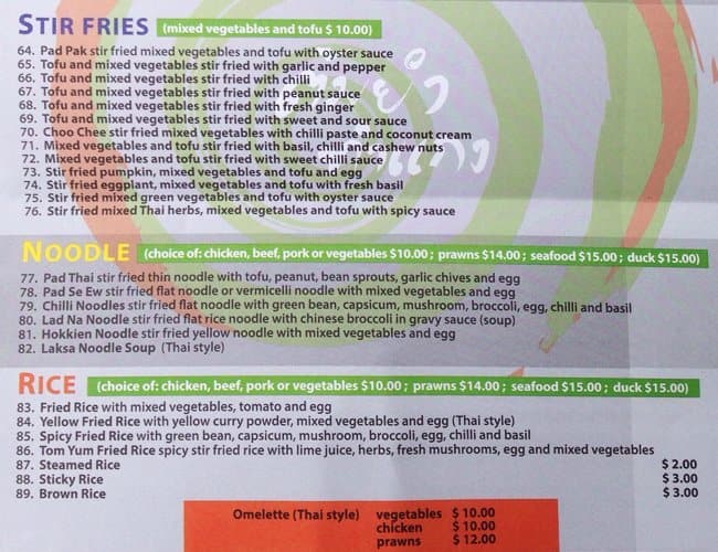 Menu at Tom Yum Tum Gang fast food, Glebe