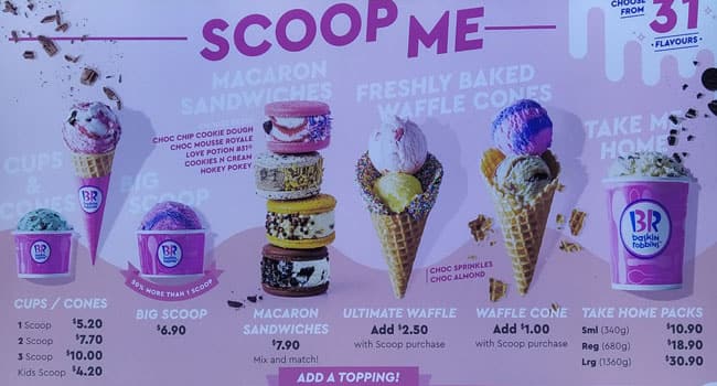 Baskin Robbins Menu Menu For Baskin Robbins Cheltenham Melbourne