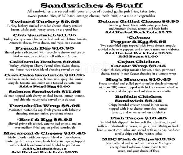 Menu at Midtown Brewing Co. pub & bar, Lansing