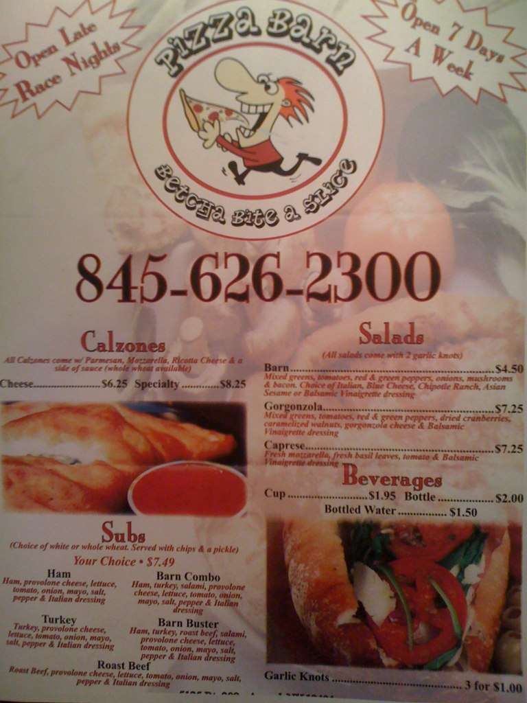 Pizza Barn Menu, Menu for Pizza Barn, Accord, Hudson Valley