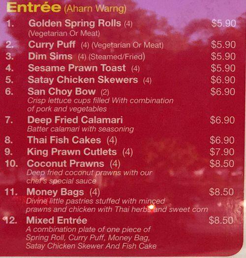 Basil & Ginger Thai Restaurant Menu Urbanspoon/Zomato