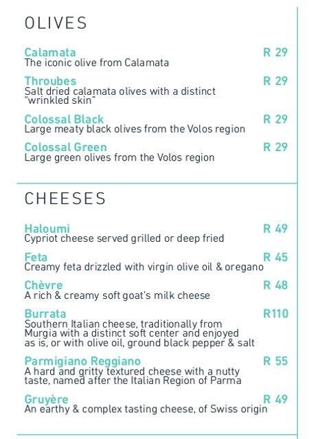 Menu at Mezepoli Meze & Wine Bar, Cape Town