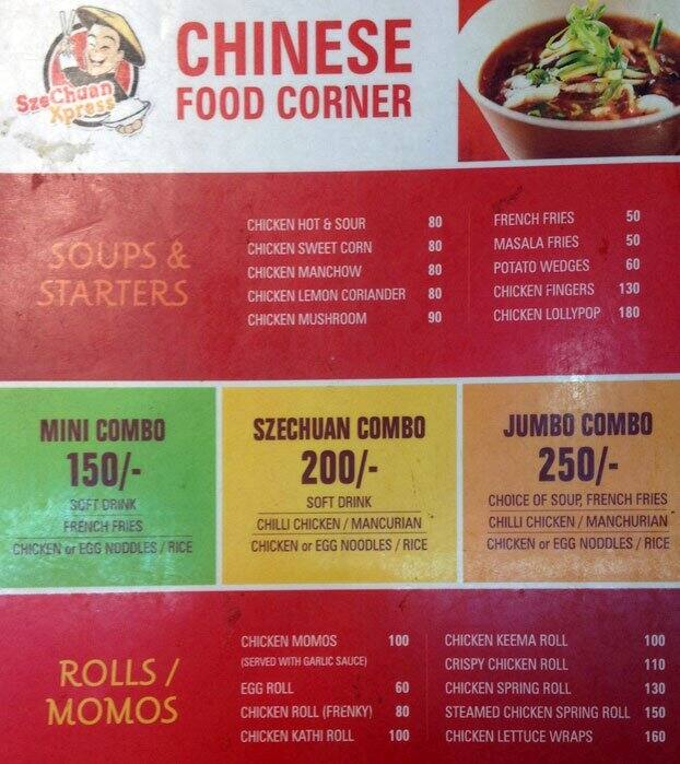 Chinese Food Corner menu