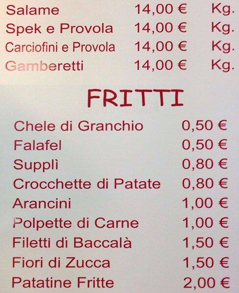 Menu di Pizzeria della Piramide 