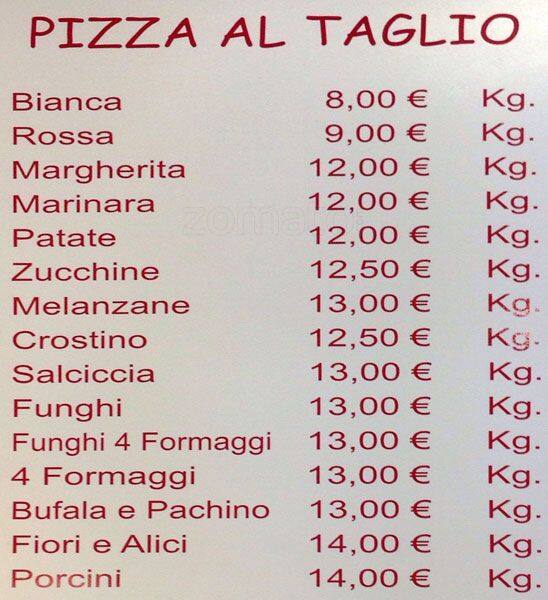 Menu di Pizzeria della Piramide 