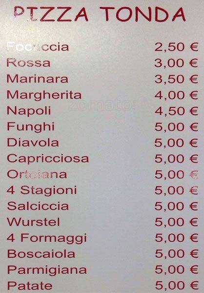 Menu di Pizzeria della Piramide 