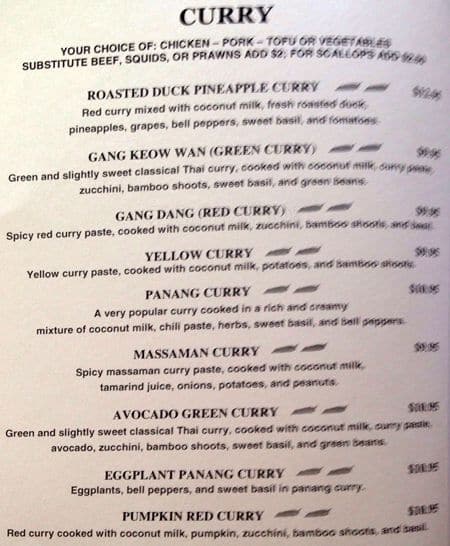 Carta de Ying Thai Kitchen