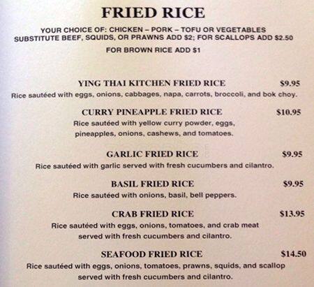 Ying Thai Kitchen Menu Menu For Ying Thai Kitchen Queen Anne