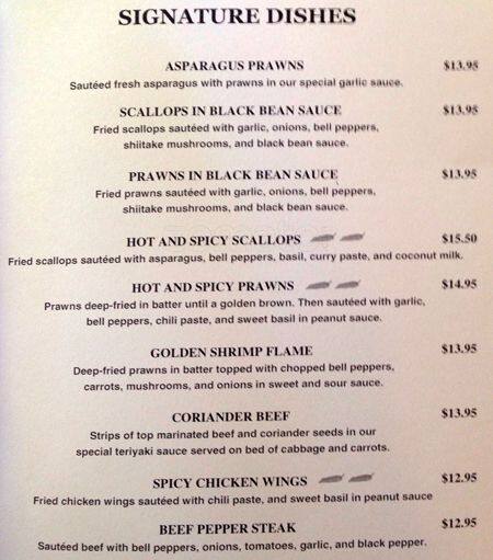 Carta de Ying Thai Kitchen